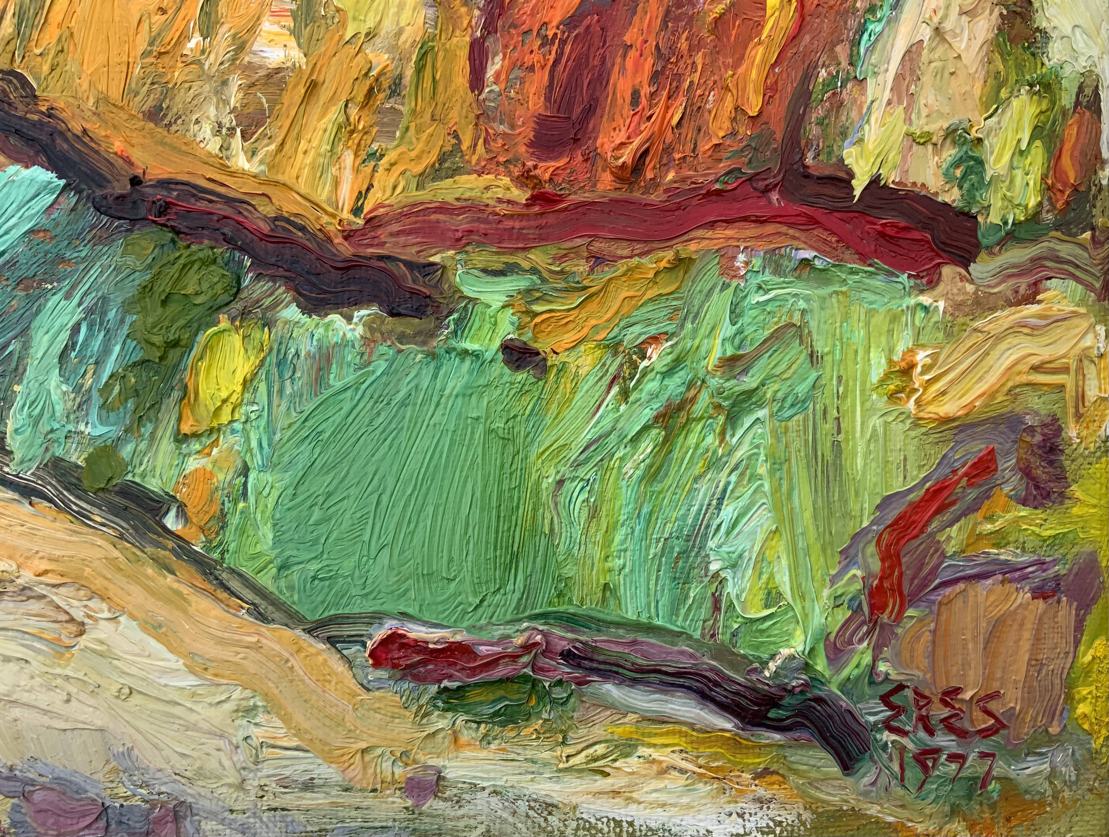 Vintage Original Expressionist Oil On Canvas By A. Eres, 1977