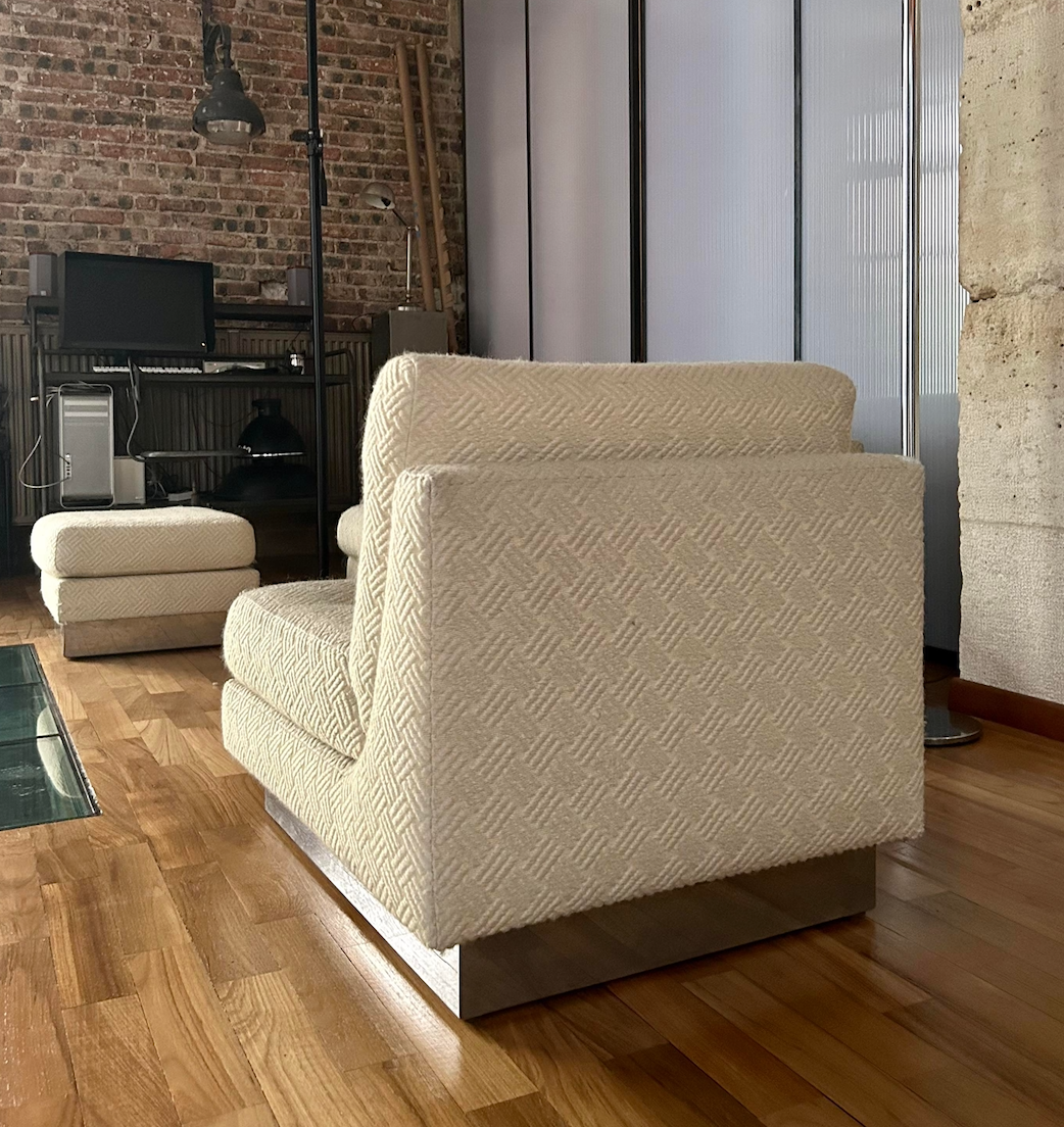 Vintage armchair and ottoman "California" Jacques Charpentier, "Flat" edition, France 1970