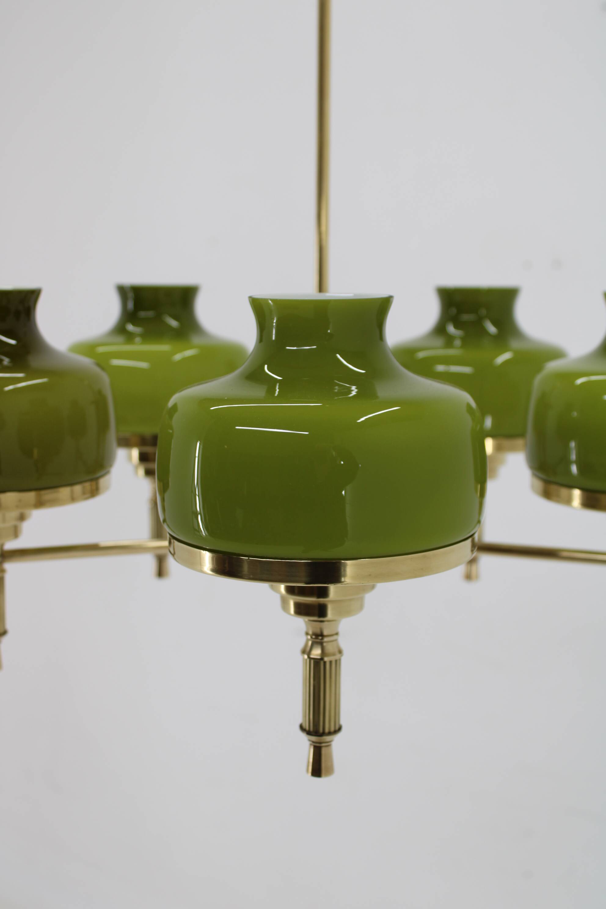 Lustre en verre et laiton des années 1980, Danemark
