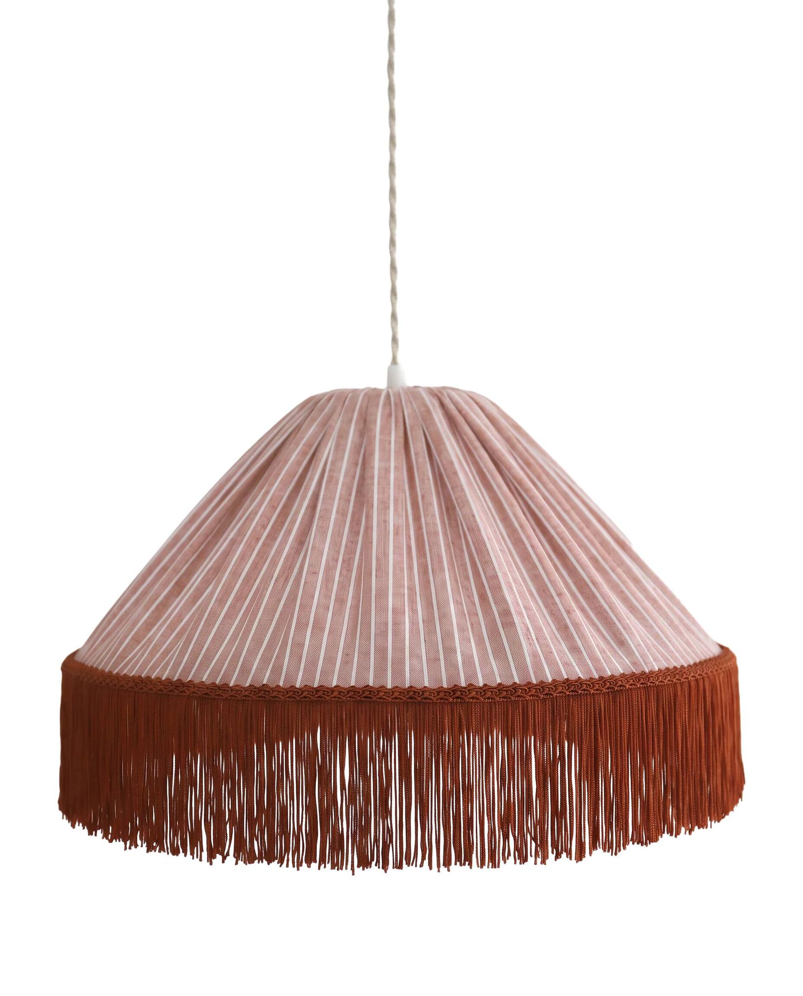 Suspension bella — rayures terra, franges bohème