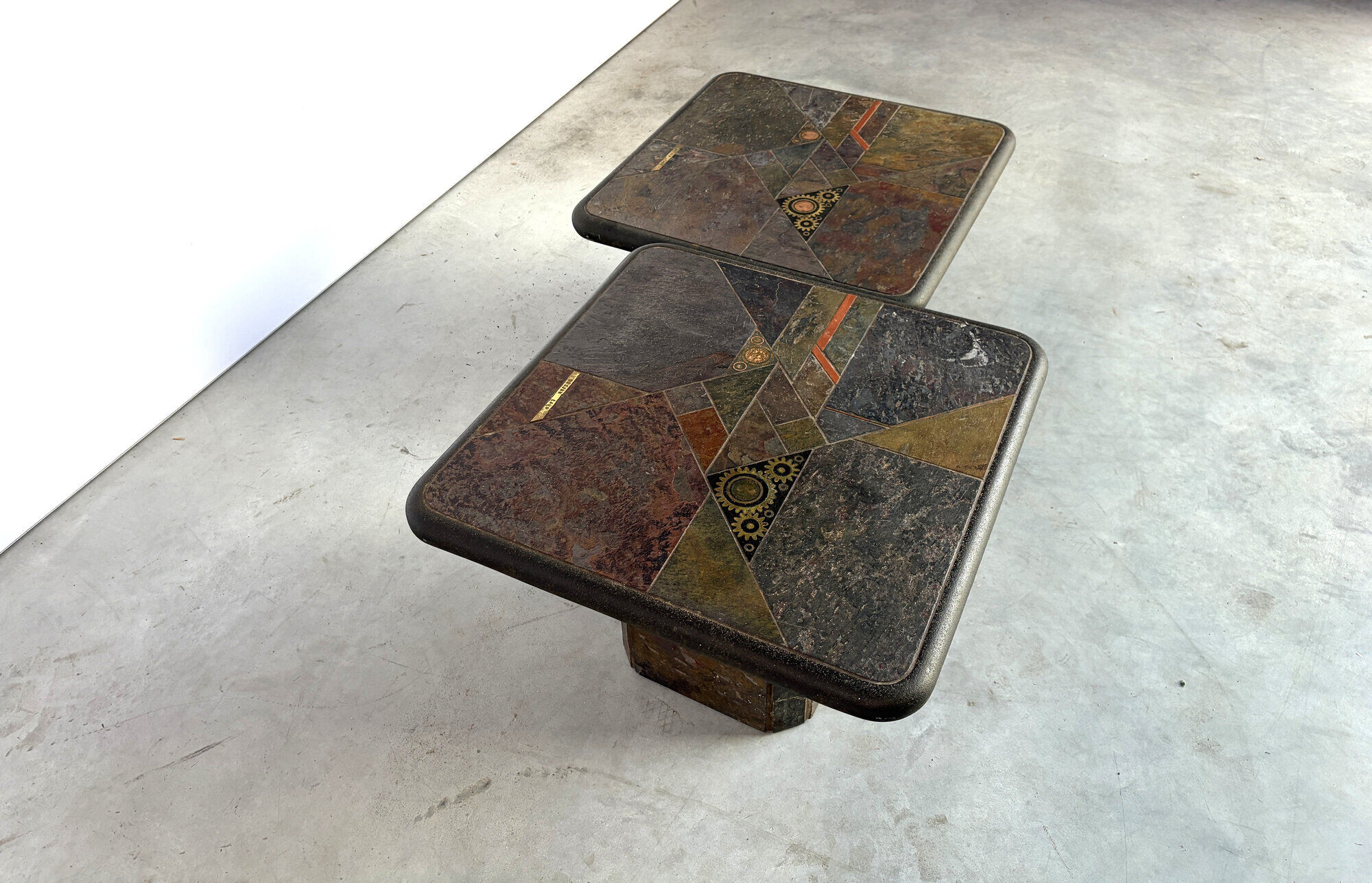 Vintage brutalist slate stone nesting by Laub, 1980s