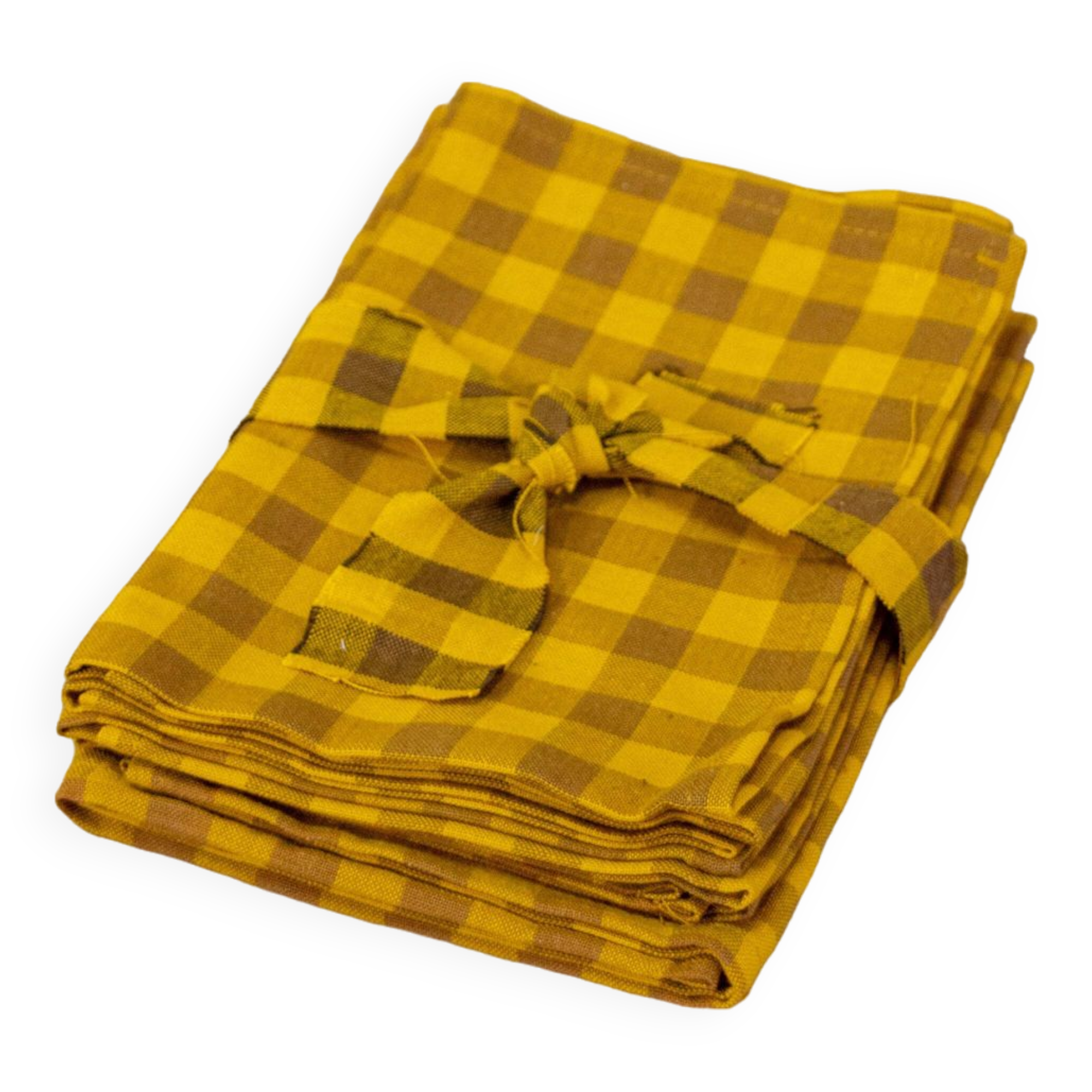 Serviette de table bistrot, carreaux ocres