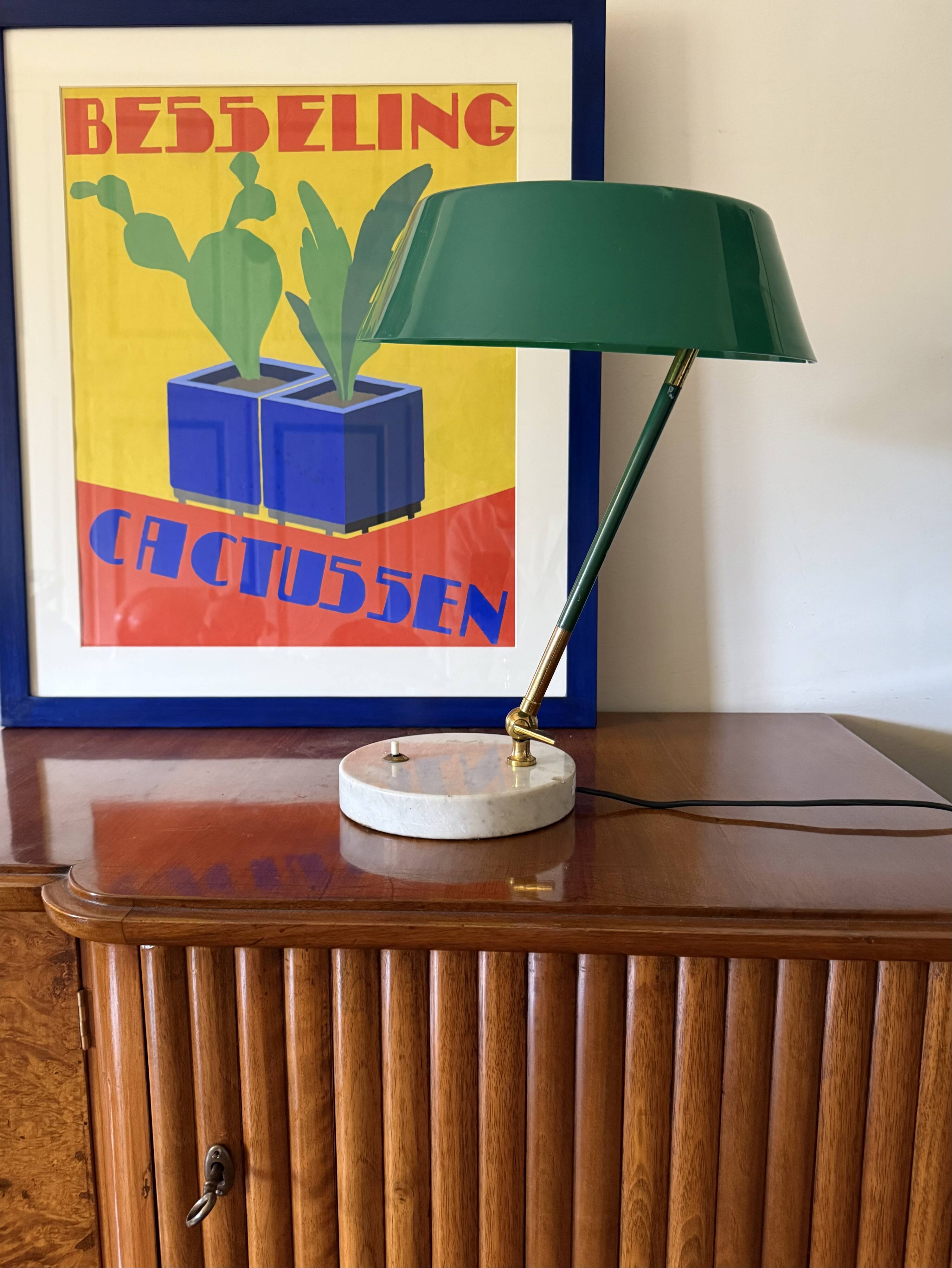 Mid-century green table lamp, Stilux Milano Italy, 1960s