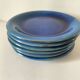 6 assiettes en grès émaillé – bleu cobalt & turquoise