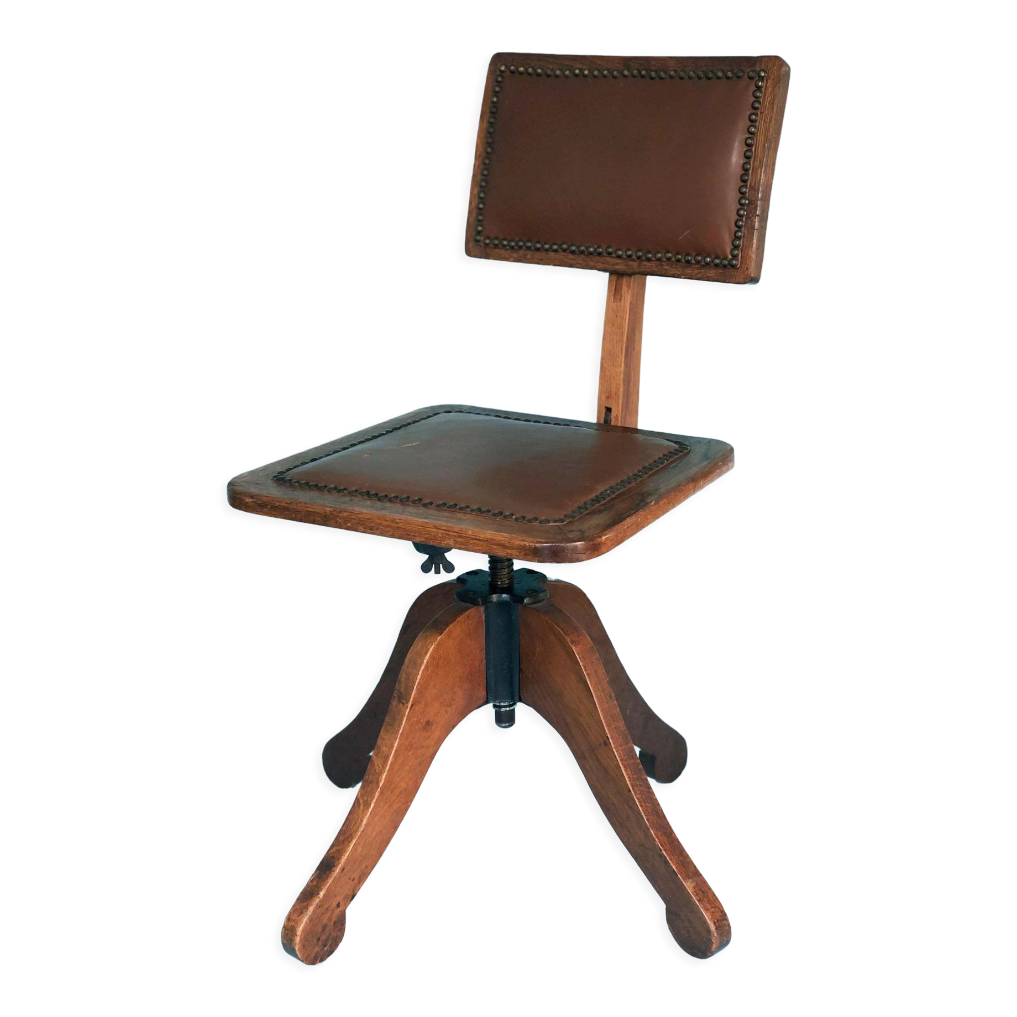 Industrial Swivel Desk Chair Cast Iron Early 20th Century