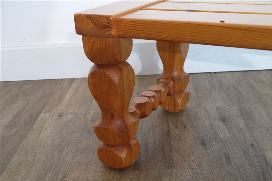 Swedish pine and turned pine bench 1970