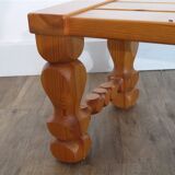 Swedish pine and turned pine bench 1970