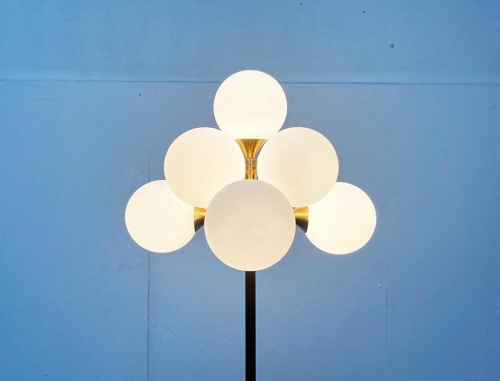 German brass floor lamp in Space Age style from the mid-century by Kaiser Leuchten, 1960s.