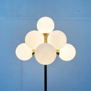 German brass floor lamp in Space Age style from the mid-century by Kaiser Leuchten, 1960s.