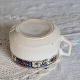 Antique chocolate cup in ivory earthenware - Polychrome frieze decoration