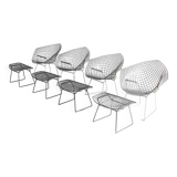Rare Bertoia diamond chairs with ottoman for Knoll International, 1970s