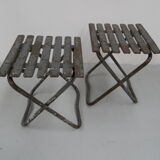 Ensemble industriel de 2 tables d’appoint métalliques