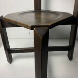 Set of 4 architectural brutalist dining chairs in beech wood, 1970s