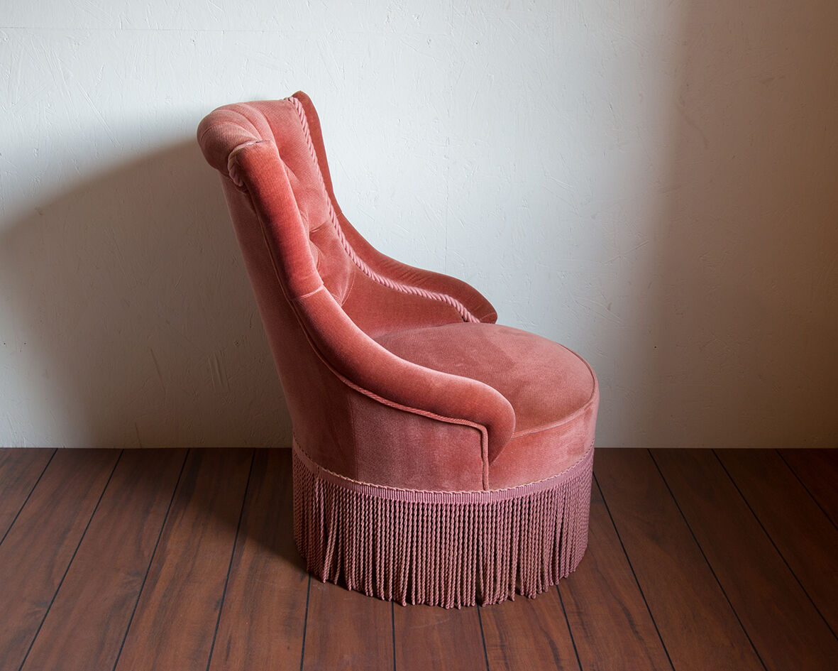 Fauteuil crapaud velours rose