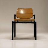 Martin Stoll - Set of four beech and black metal chairs - c. 1975