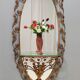 Entryway Mirror and Brass and Glass Console by Pierluigi Colli with Floral Frame