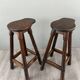 Rustic Carved Wooden Bar with Stools and Wine Chest, 20th Century
