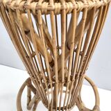 Pair of Postmodern Italian Round Bamboo Stools in the style of Agnoli