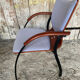 Vintage Armchair RONÉO Black Metal Legs + Dark Wood Shell + Vintage Fabric