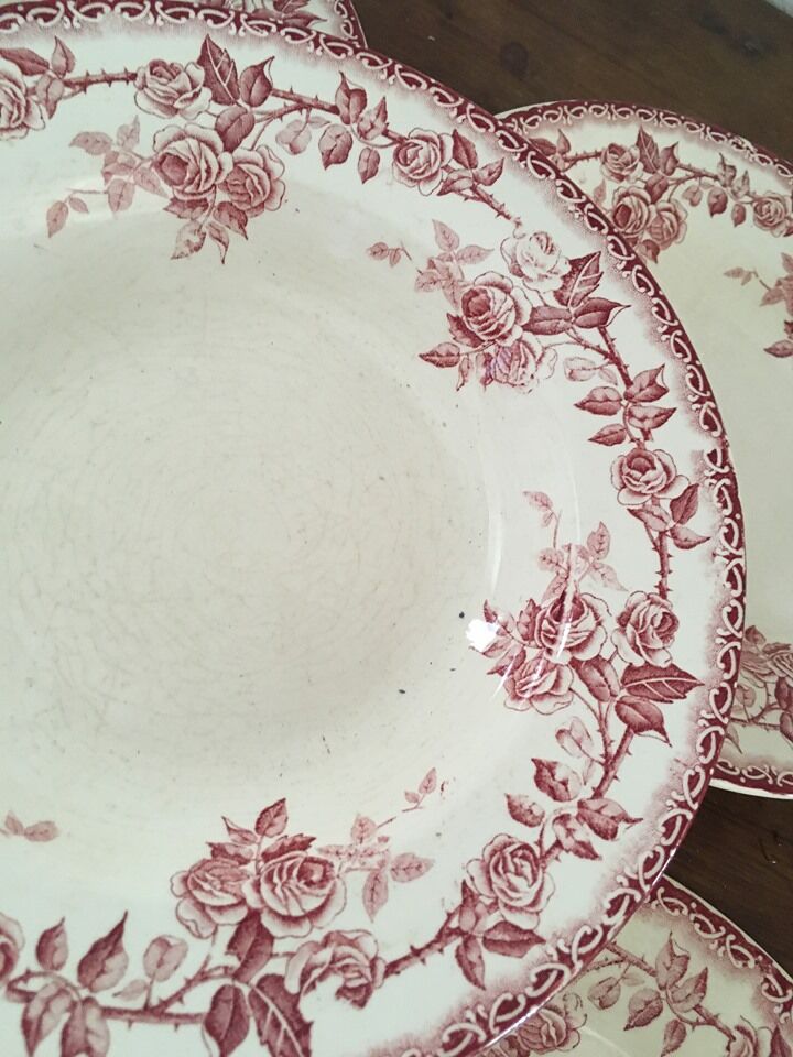Set of five iron earth soup plates