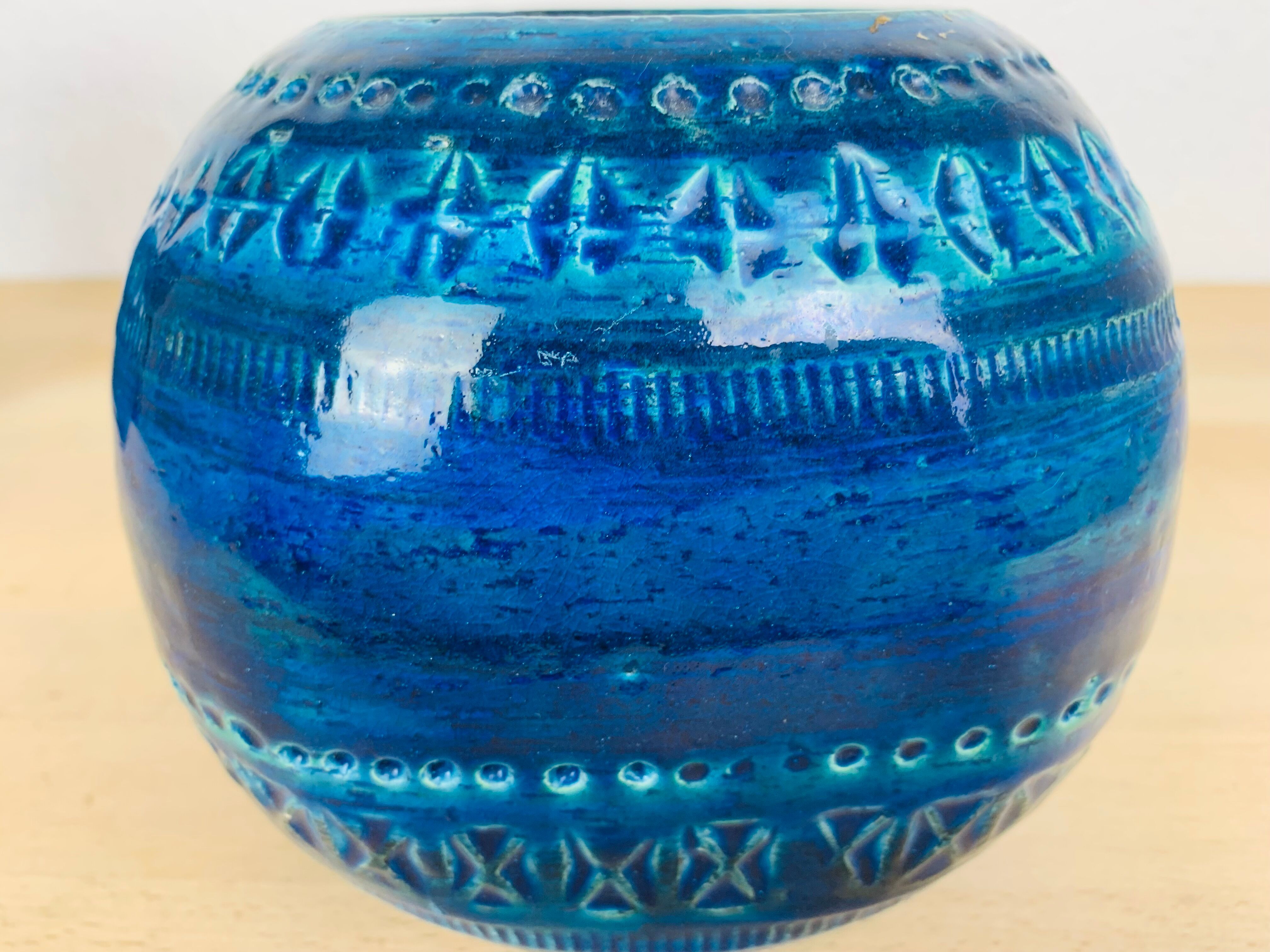 Ball vase Aldo Londi Rimini Blue for Bitossi