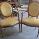 Elegant pair of Louis XVI cabriolet armchairs in moulded wood and upholstered.