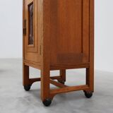 Rare pair of Art Nouveau nightstands with copper plaquette by Geo Verbanck,