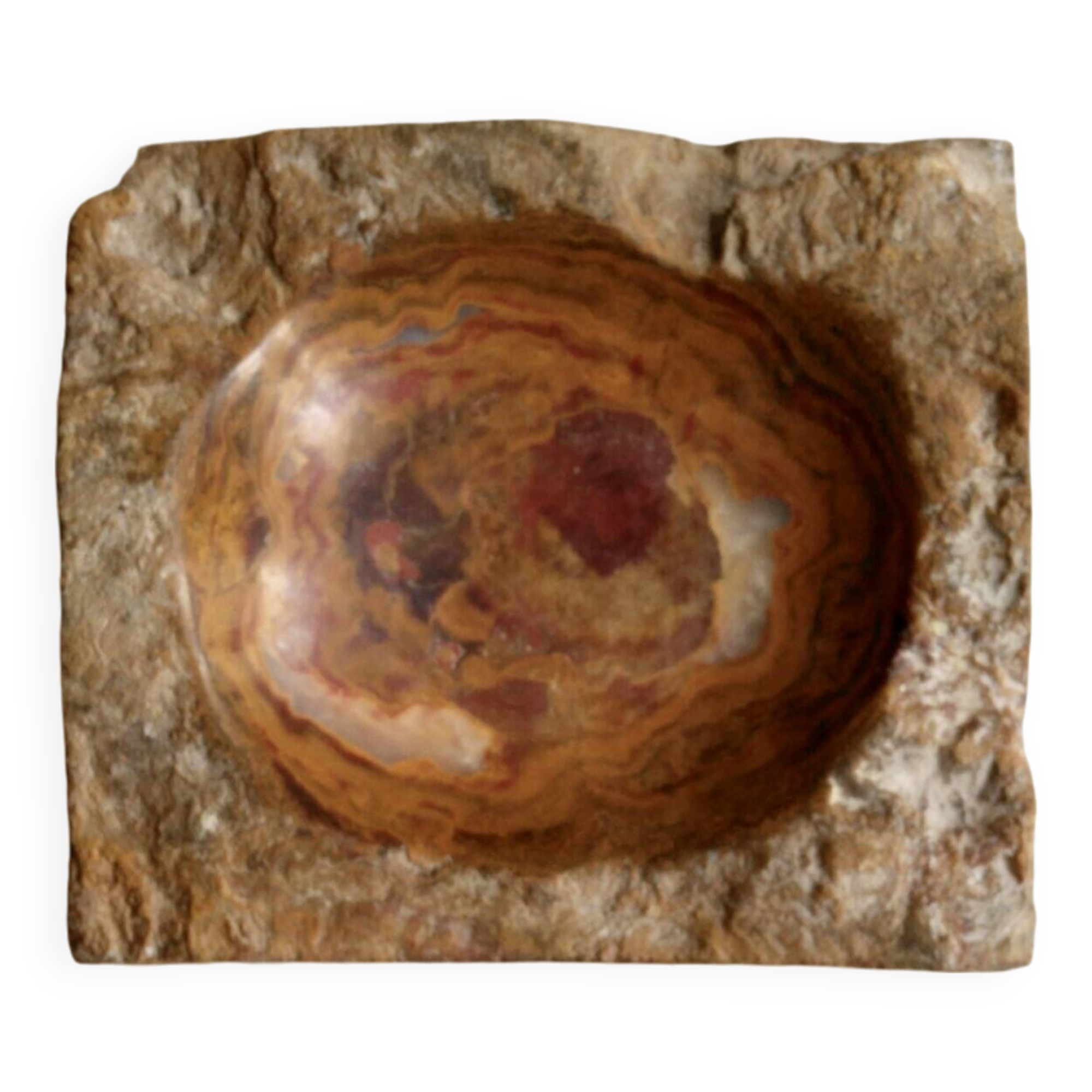 Natural onyx stone pocket emptier, 70s-80s