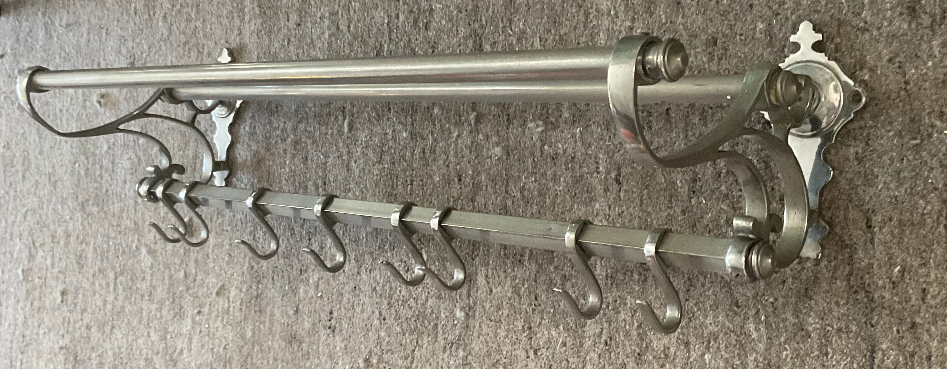 Art deco aluminum wardrobe coat rack with hat holder
