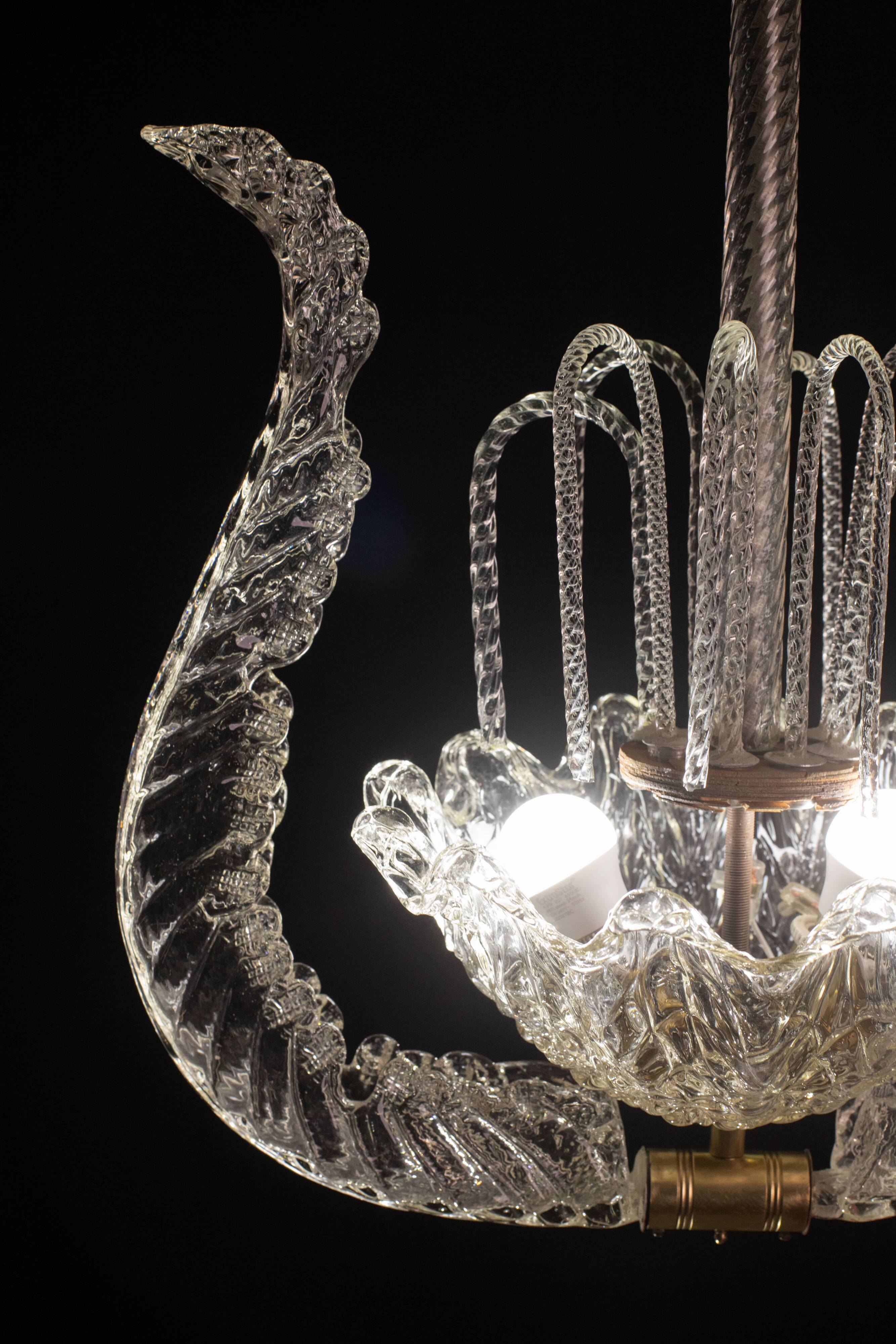 Art Decò Fountain Chandelier By Barovier e Toso, Murano Glass, 1940