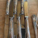 Complete silver metal cutlery housewife for 12 people