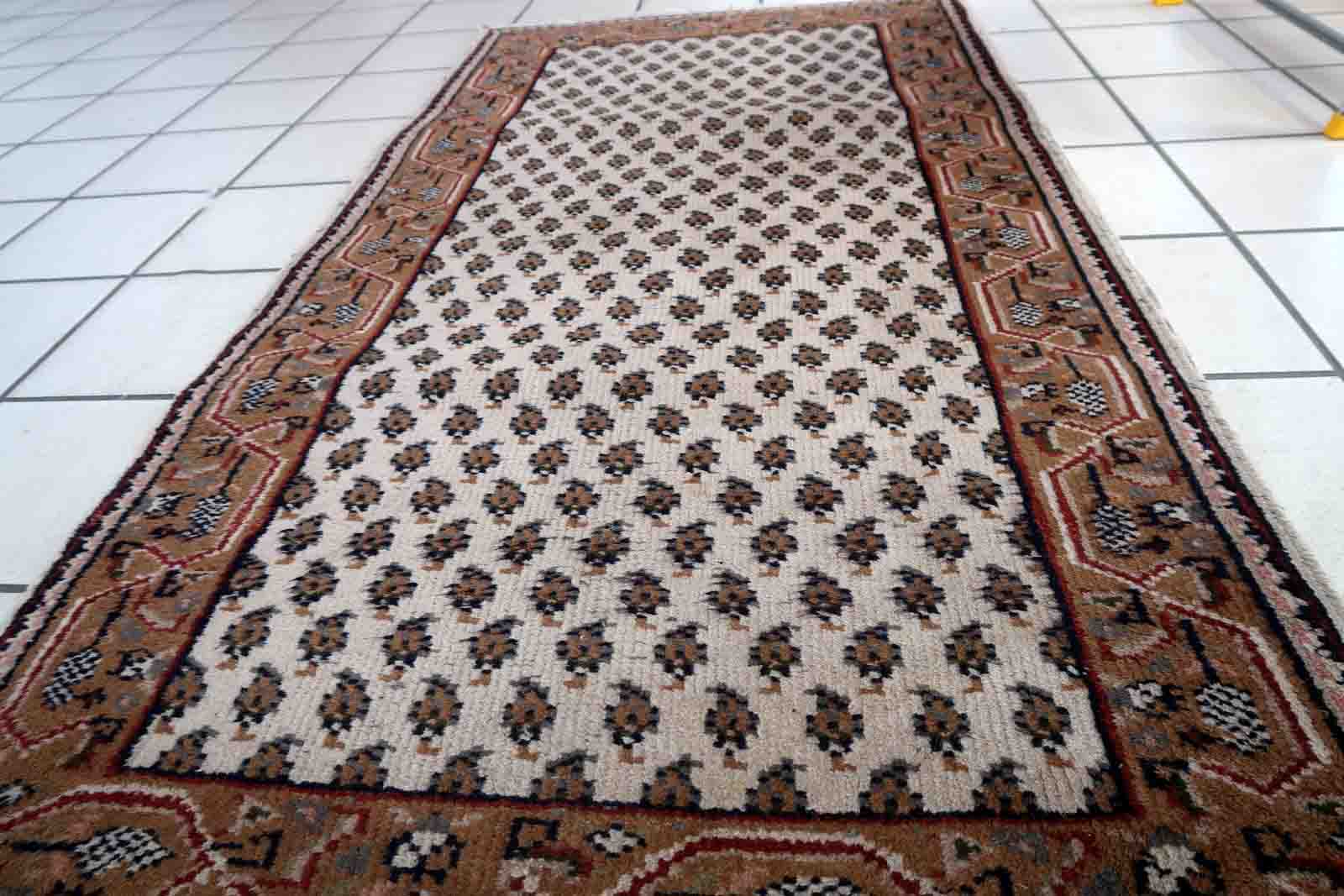 Vintage Indian carpet Seraband handmade 73cm x 143cm 1970s