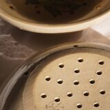 Set of 2 stoneware colanders/strainers, fruit designs, Digoin LML