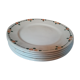 Six flat plates in faince Badonviller stylized flowers ochre and green