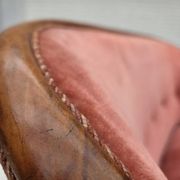 1930s, Danish 2-seater sofa, salmon pink furniture velour, ash wood.