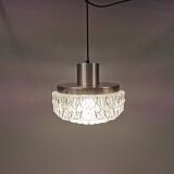 Beautiful hanging lamp in aluminium and hard-pressed crystal glass, probably Swedish