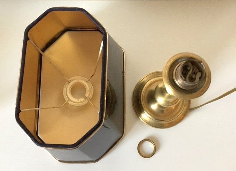 Brass lamp with lampshade