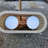 Scandinavian floor lamp in oak metal and fabrics from the 60s