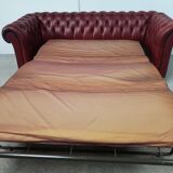 Sofa chesterfield convertible red leather