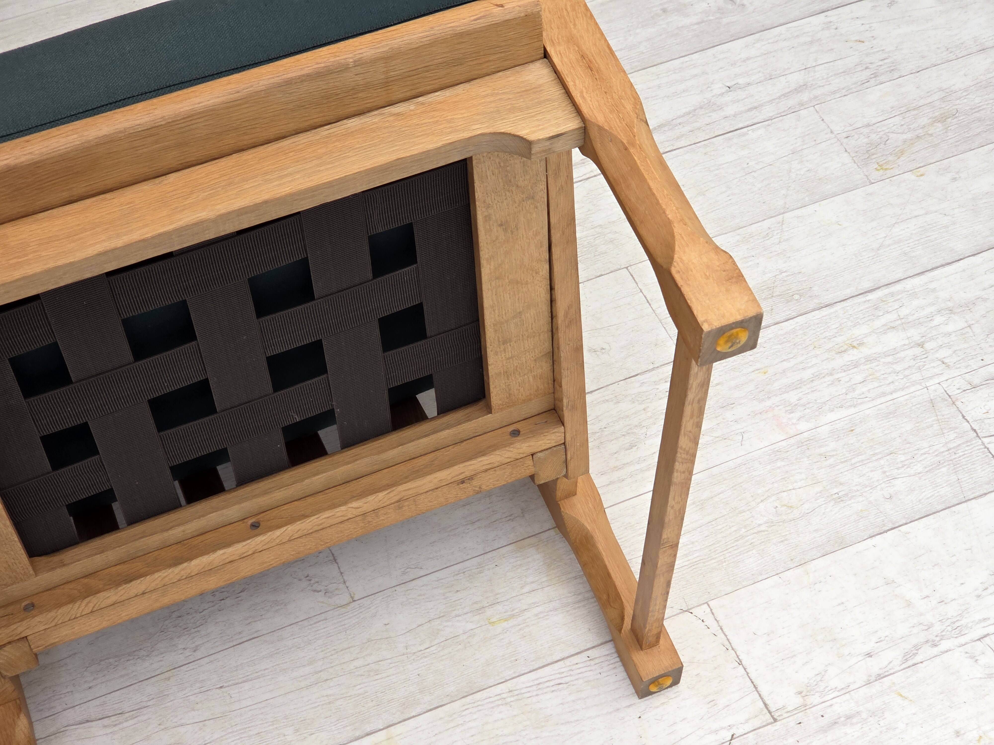 1970s, Scandinavian lounge chair, green furniture wool, solid oak wood.