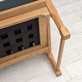 1970s, Scandinavian lounge chair, green furniture wool, solid oak wood.