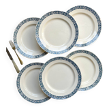 6 Flat plates Terre de fer Longchamp model René Made in France