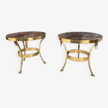 Pair of brass tables