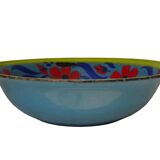 Grand bol vintage français émaillé à fleurs peintes à la main