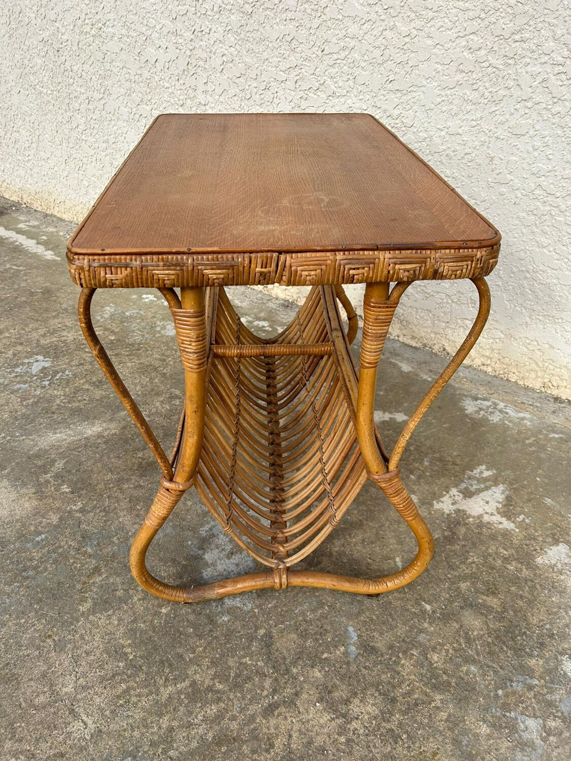 Vintage rattan magazine table