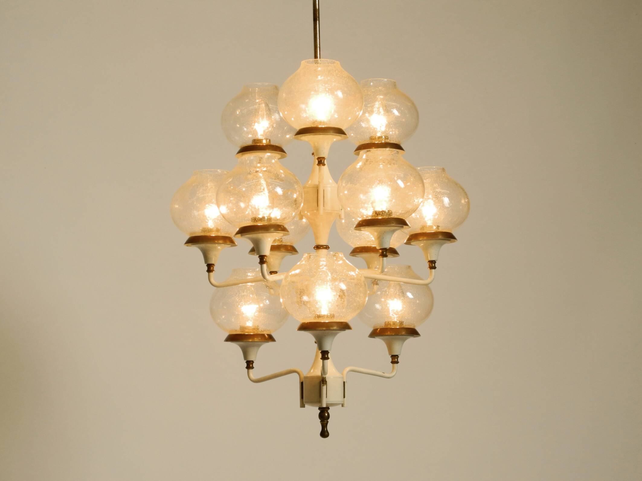 Large 1960s brass and glass tulip ceiling lamp by Hans Agne Jakobsson