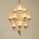 Large 1960s brass and glass tulip ceiling lamp by Hans Agne Jakobsson