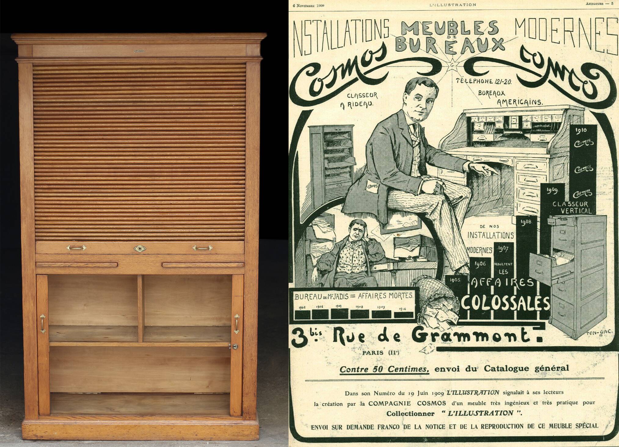 Rare : superbe cartonnier cosmos (vers 1900). marque légendaire !