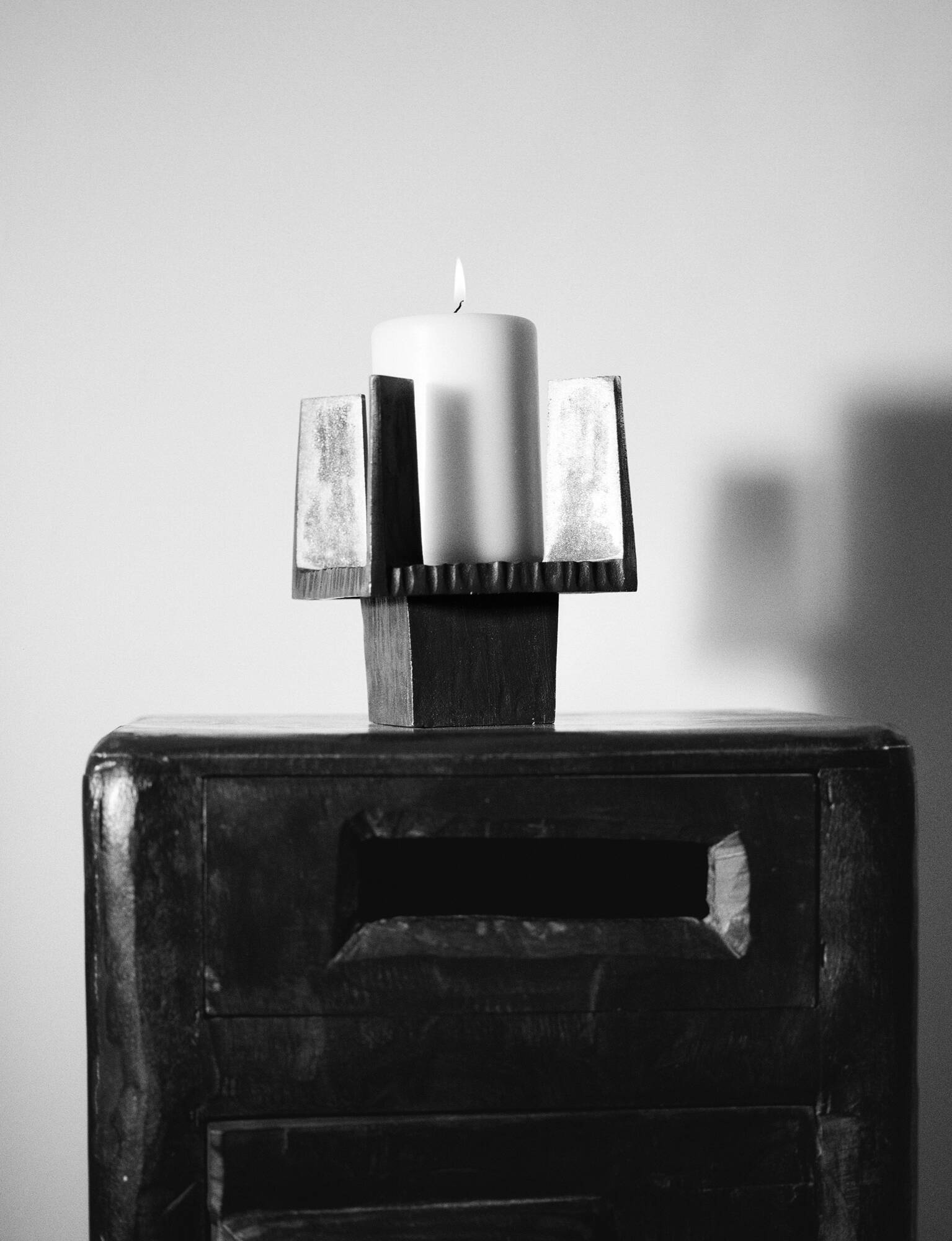 Brutalist Candle Holder / Chandelier in Bronze Circa 1950