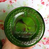 Flacon d'apothicaire en verre vert et liserés dorés pot ancien